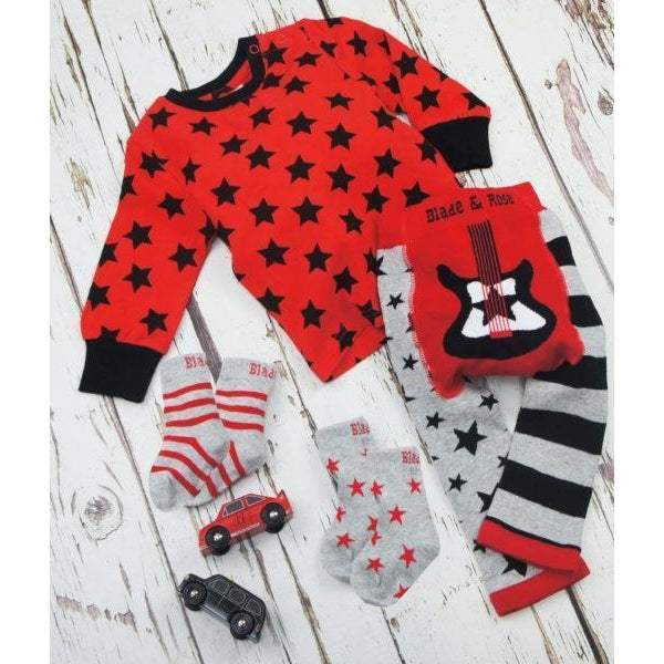 Blade and Rose Red & Black Star Top